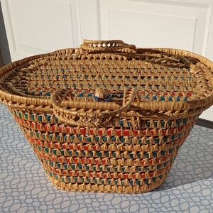 Vibrant Woven Basket with Lid